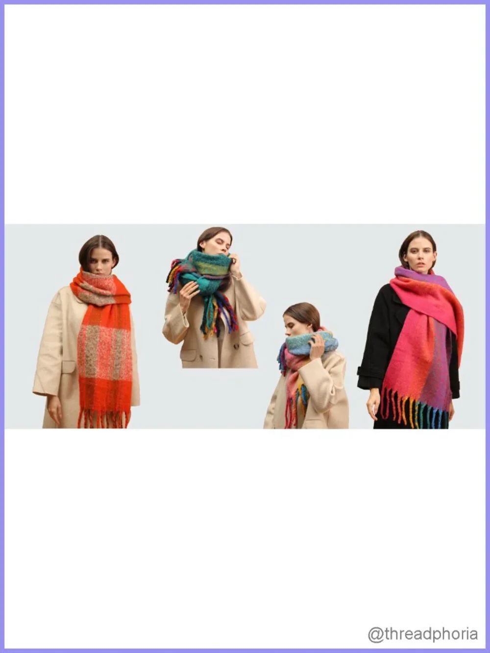 Super Thick Winter Scarf for Women, Plaid Blanket Scarf Wrap, 100% Polyester